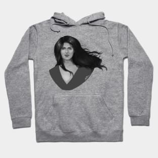 Woman painterly greyscale portrait Hoodie